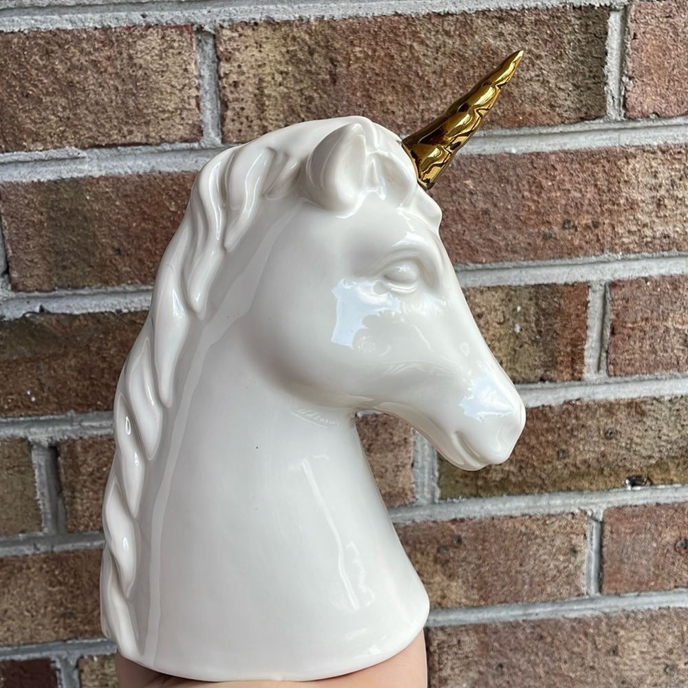 Ceramic Unicorn Figurine with Gold accents